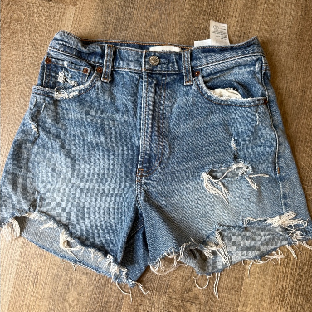 Abercrombie & Fitch Blue Distressed Jean Shorts
